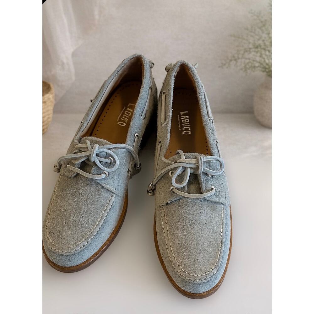 LABUCQ Nelson Suede Boat Shoes Gray Made in Italy US 10.5 EU Size 41